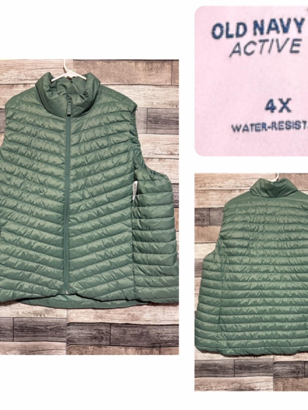 Old Navy Active Quilted Jacket Women’s 4X Puffer Vest Green Full Zip